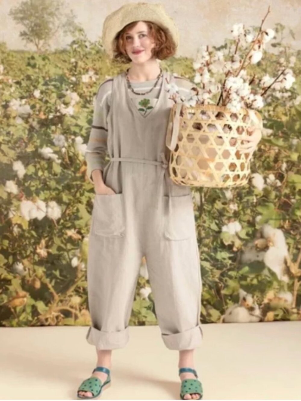 Gudrun Sjoden Dungarees Jumpsuit Gardener Organic Cotton Linen Natural Medium